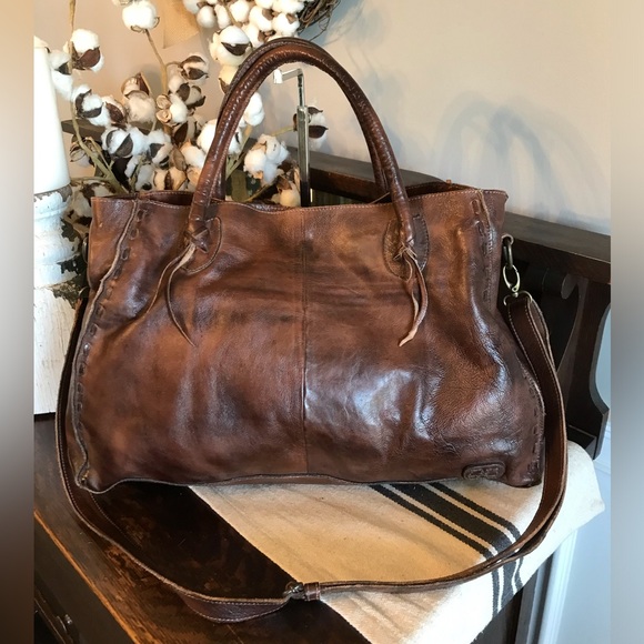 Bed Stu Handbags - Bed Stu Leather Rockaway Shoulder Crossbody Bag Tote Teak Rustic MSPR $330